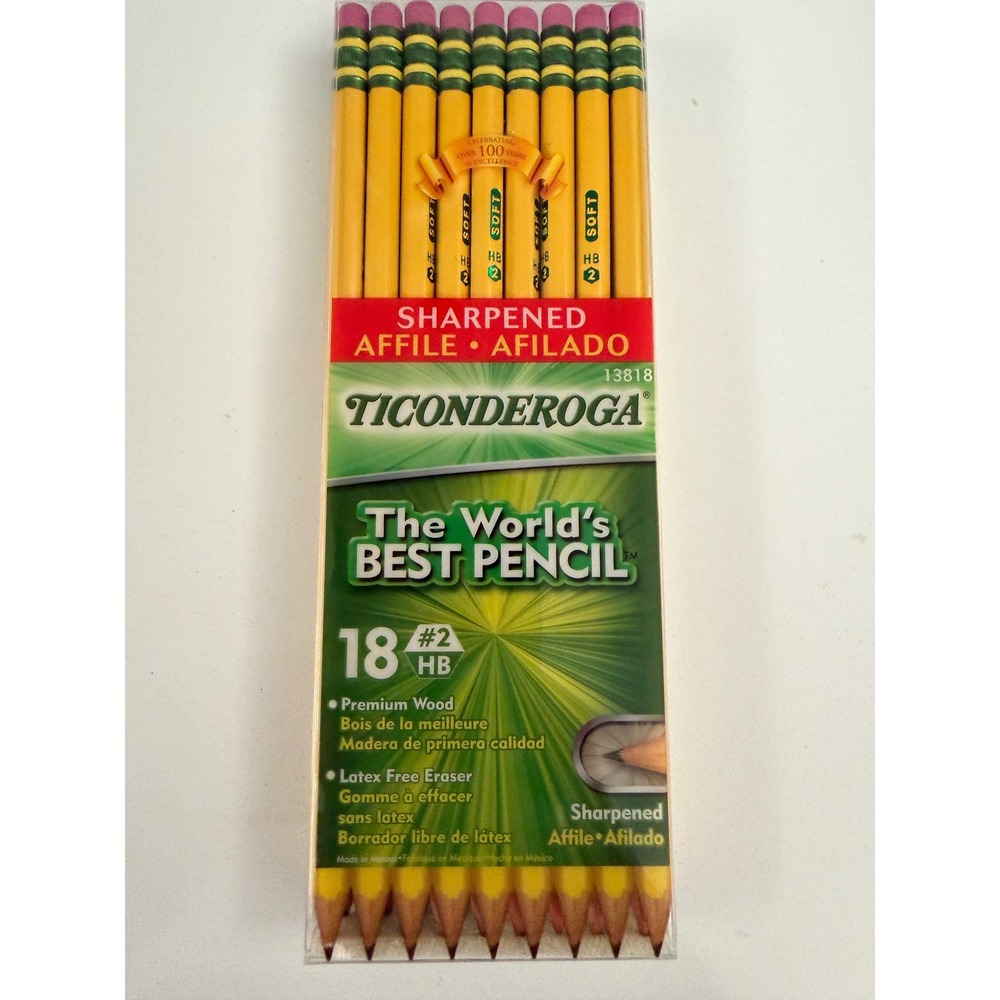Ticonderoga #2 HB Soft Pre-Sharpened Pencils Yellow 18 Count Pack 13818